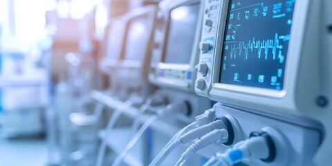 Patient Monitoring Equipment: Depict essential medical equipment monitoring a patients vital signs, highlighting the importance of technology in healthcare.