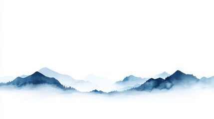 Tranquil mountain landscape featuring soft mist and serene blue tones, perfect for creating calm and peaceful visuals.