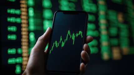 Smartphone Displaying Stock Market Data in Dark Environment