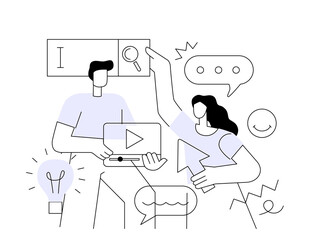 Man and woman putting together a web page.