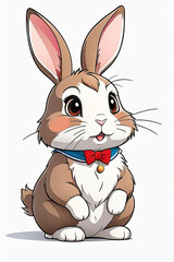 Fototapeta premium Funny fluffy rabbit. Imitation of painting. Stylized illustration.
