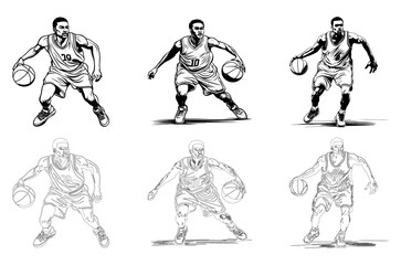 Hand sketch basketball player. Vector illustration
