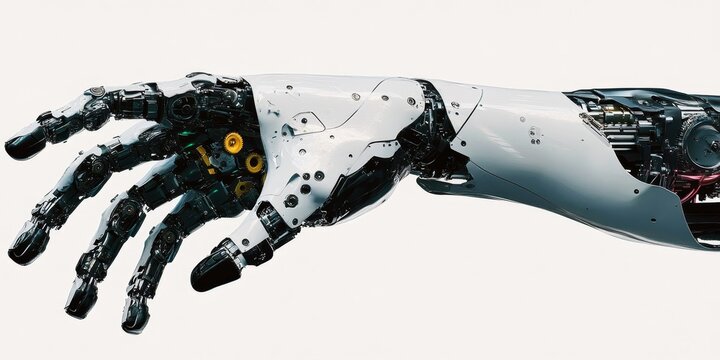 Robotic Arm with Gears: Create an image of a robotic arm featuring exposed gears and mechanisms, showcasing the engineering behind modern robotics.