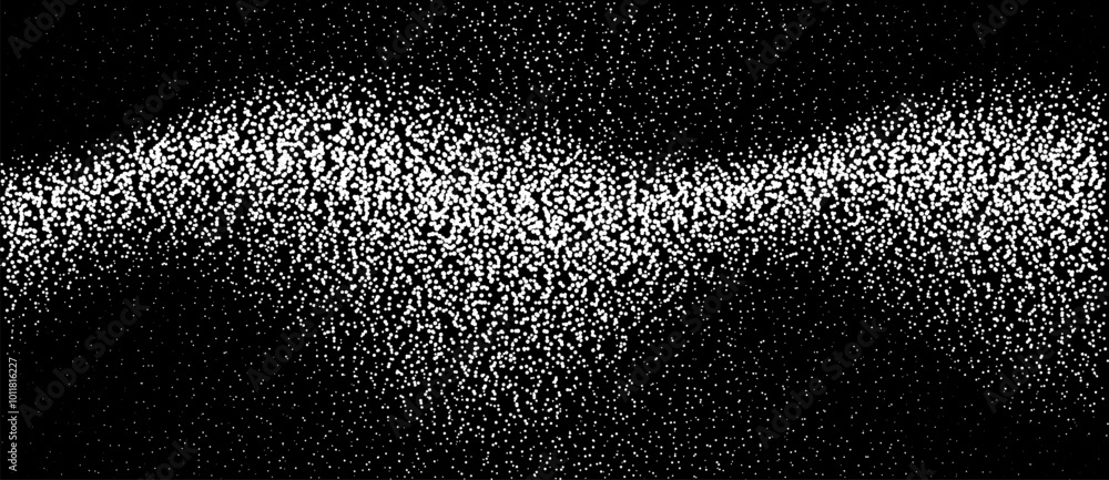 Aufkleber abstract white dots particles flowing wavy on black background. vector illustration design for any p