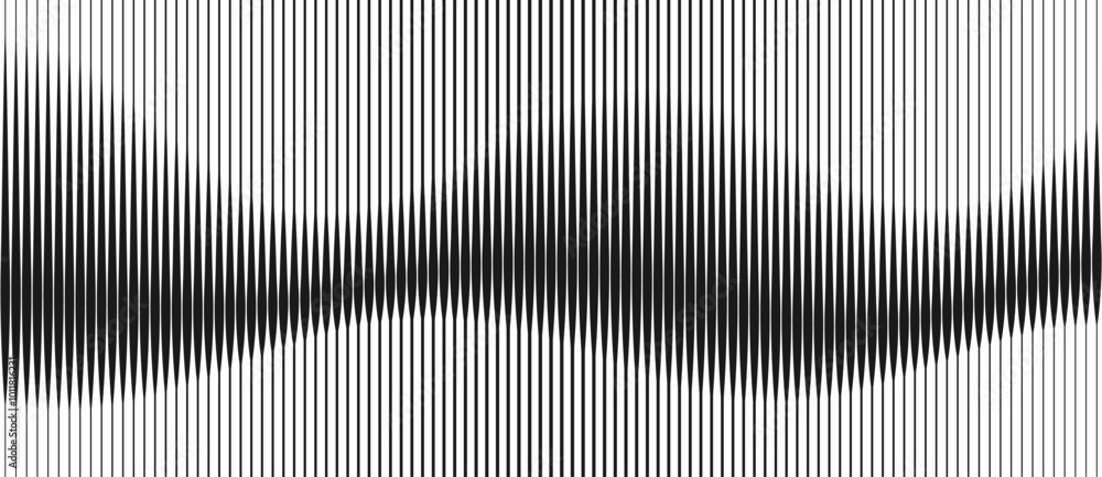 Poster Abstract art geometric background with vertical lines. Optical illusion with waves and transition.