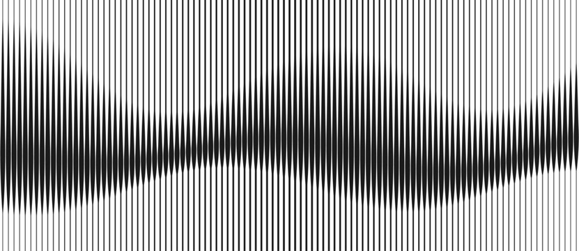 Abstract art geometric background with vertical lines. Optical illusion with waves and transition.