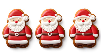 Santa Claus gingerbread cookies isolated on white background