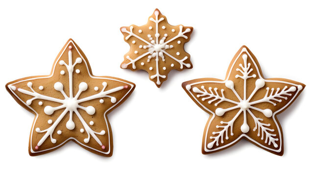 Christmas gingerbread cookies isolated on white background