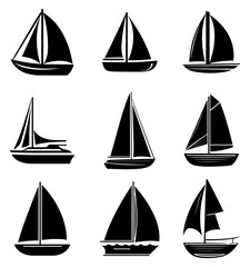 set of sailboat logo vector icon illustration, logo template
