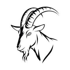 Fototapeta premium Black Goat Head. Goat Head Vector. Goat Head icon. Goat Head logo. Goat logo. Goat Head silhouette.