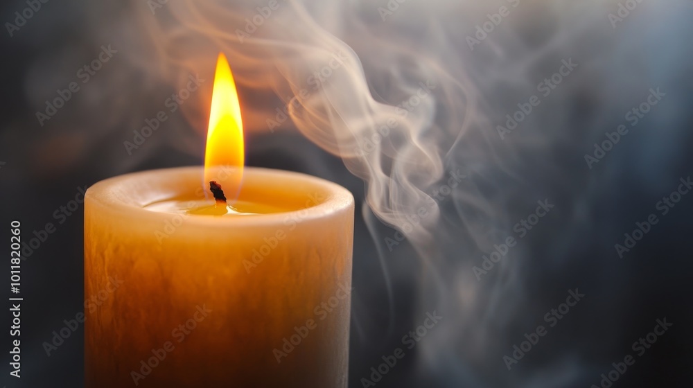 Poster gentle flame in a calm setting with smoke swirls