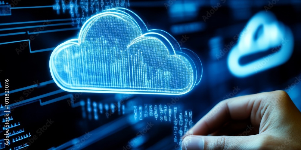 Poster benefits of cloud development: depict a team brainstorming the benefits of cloud development, with v
