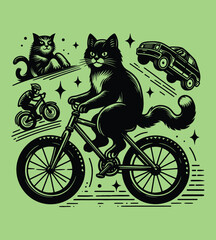 Cat funny silhouette vector