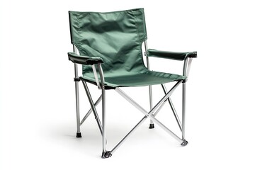 Armrest-equipped folding chair isolated against a white background. Generative Ai