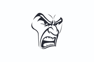 Vector illustration of an angry, annoyed face.