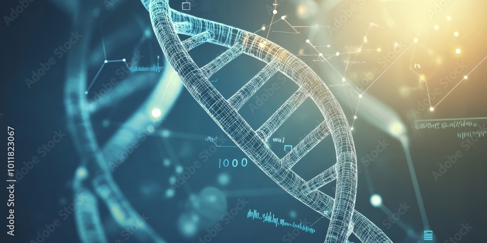 Leinwandbilder Algorithmic Gene Mapping: Illustrate a complex map of gene connections, with data points, charts, and algorithms visible within the cellular structure, reflecting the bio