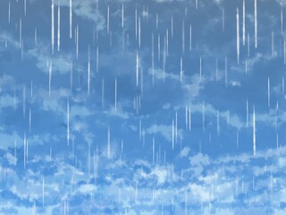 青色の雨雲と雨