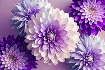Obraz premium Beautiful arrangement of purple and white dahlias.