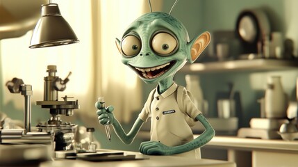 Alien Scientist in a Lab