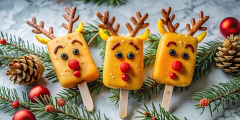 Fototapeta premium Cute reindeer cake pops decorated with festive flair.