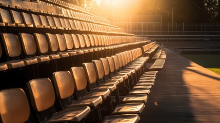 Fototapeta premium The rows of seats create a sense of anticipation for an upcoming event, emphasizing the vibrant atmosphere of outdoor sports