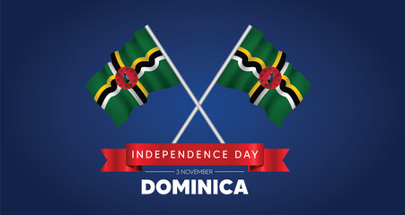 Dominica Independence Day 3 November waving flag vector poster