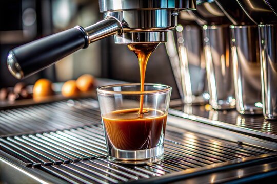 Espresso machine pouring perfect shot of coffee