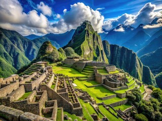 Ancient Incan Ruins in Peru Surrounded by Majestic Mountain Landscapes and Lush Greenery