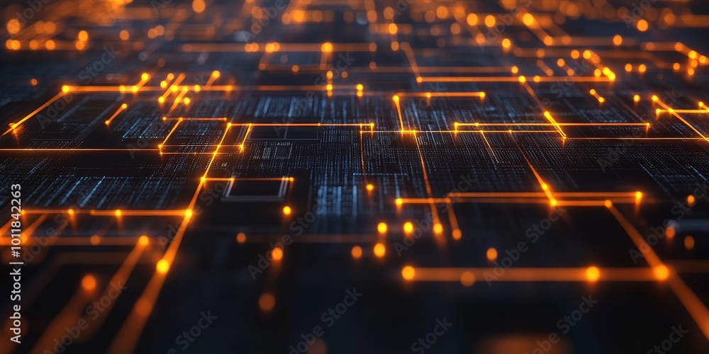 Poster Neuron-to-Computer Connection: Depict the connection between biological neurons and a digital computer interface, where glowing signals travel between the brain and a tec