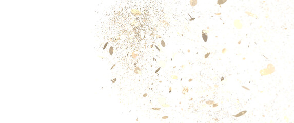 gold  confetti falling down isolated on transparent background.