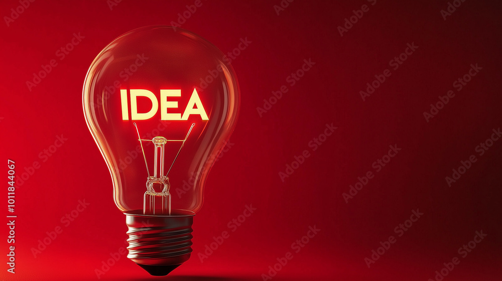 Poster a glowing light bulb with the word 