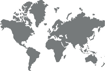 Detailed Gray Gradient Map of the World Vector Illustration