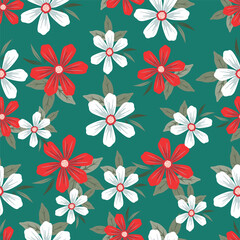 Beautiful pattern with flowers and leaf. Floral vector illustration.