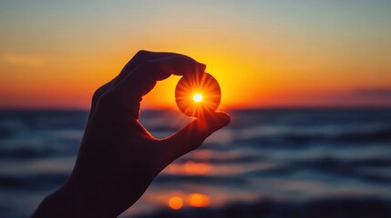 Hand Holding the Sunset