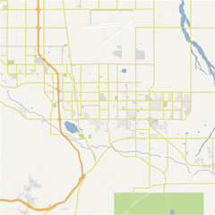 Map of Palmdale in California in a normal road map style. Contains layered vector with roads water, parks, etc.