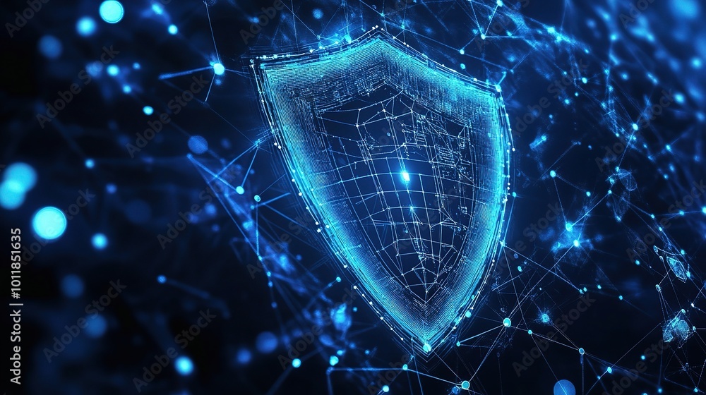 Poster digital shield network concept for cybersecurity