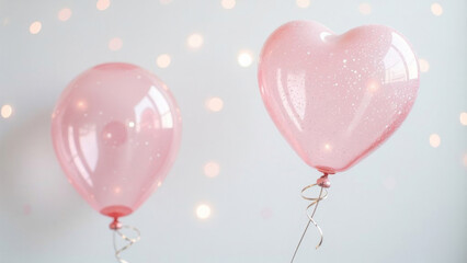 Transparent balloons on a white background with bokeh.
