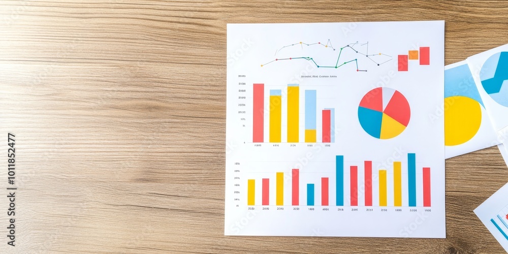 Fototapete market research analysis: create an image of a person analyzing economic reports and trends with cha
