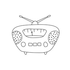 Vector object, sketch of a radio receiver on stands with two antennas in doodle style.