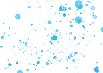 Drops of blue water on a white background.