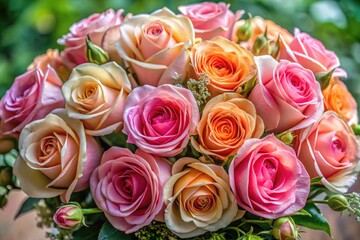 Beautiful arrangement of pink peach roses in a delicate bouquet showcasing nature's elegance and charm