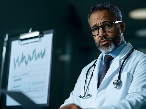 Doctor analyzing health data in modern facility