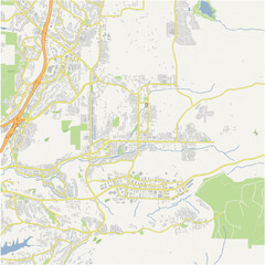 Map of Poway in California in a normal road map style. Contains layered vector with roads water, parks, etc.