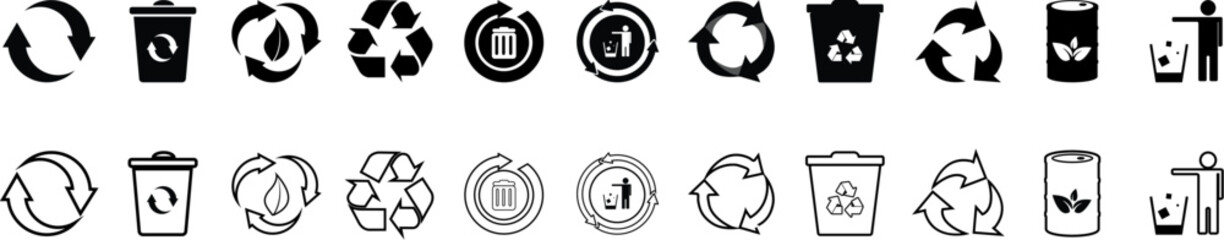 Symbol packing. a collection of recyclable materials.