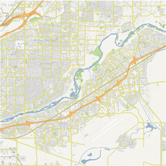 Map of Rancho Cordova in California in a normal road map style. Contains layered vector with roads water, parks, etc.