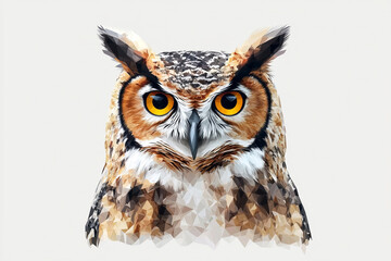 Obraz premium Close-Up image of an Owl with Detailed Feathers and Intense Eyes