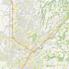 Map of Rocklin in California in a normal road map style. Contains layered vector with roads water, parks, etc.
