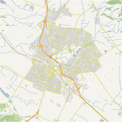 Obraz premium Map of Salinas in California in a normal road map style. Contains layered vector with roads water, parks, etc.