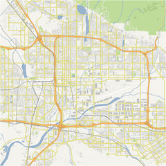 Fototapeta premium Map of San Bernardino in California in a normal road map style. Contains layered vector with roads water, parks, etc.