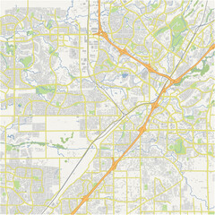 Obraz premium Map of Roseville in California in a normal road map style. Contains layered vector with roads water, parks, etc.